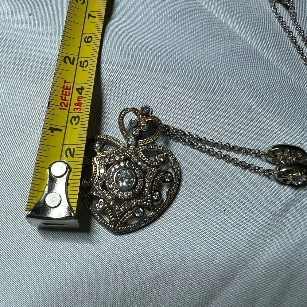 Joan Rivers Classics Vintage Filigree Swarovski Crystal Heart Necklace 18in